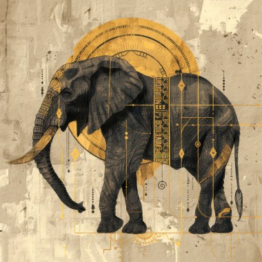 Olifant in sepia Art